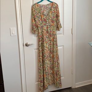 Gorgeous Yellow Floral Print Boutique Maxi Dress